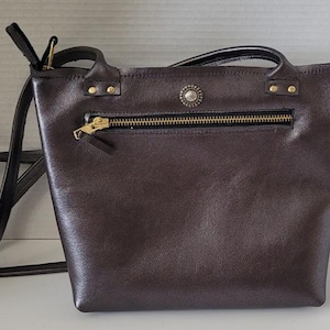 small black leather tote