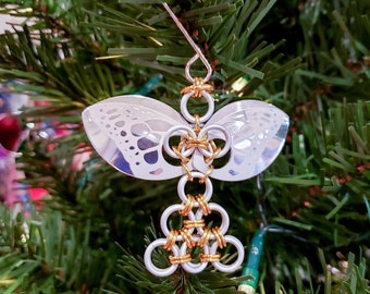 Golden Angel Christmas Tree Ornament - Chainmaille Tree Ornament - Unique Metal Holiday Ornament - Festive Holiday Decoration