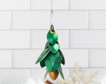 Metal Christmas Tree Holiday Ornament - Unique Christmas Ornament - Unusual Christmas Decor - Christmas Tree Ornament - Chainmaille Decor