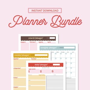 Daily Planner, Weekly Planner, Monthly Planner, Printable planner, Planner set, Instant Download, Letter Size