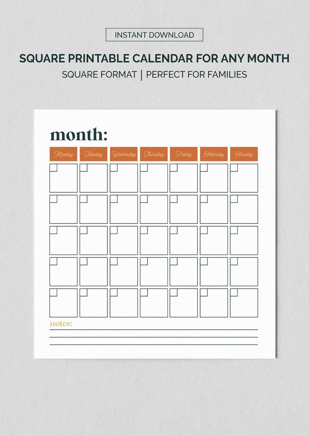 Printable Blank Calendar - Large Printable Calendar, Any Month and ...