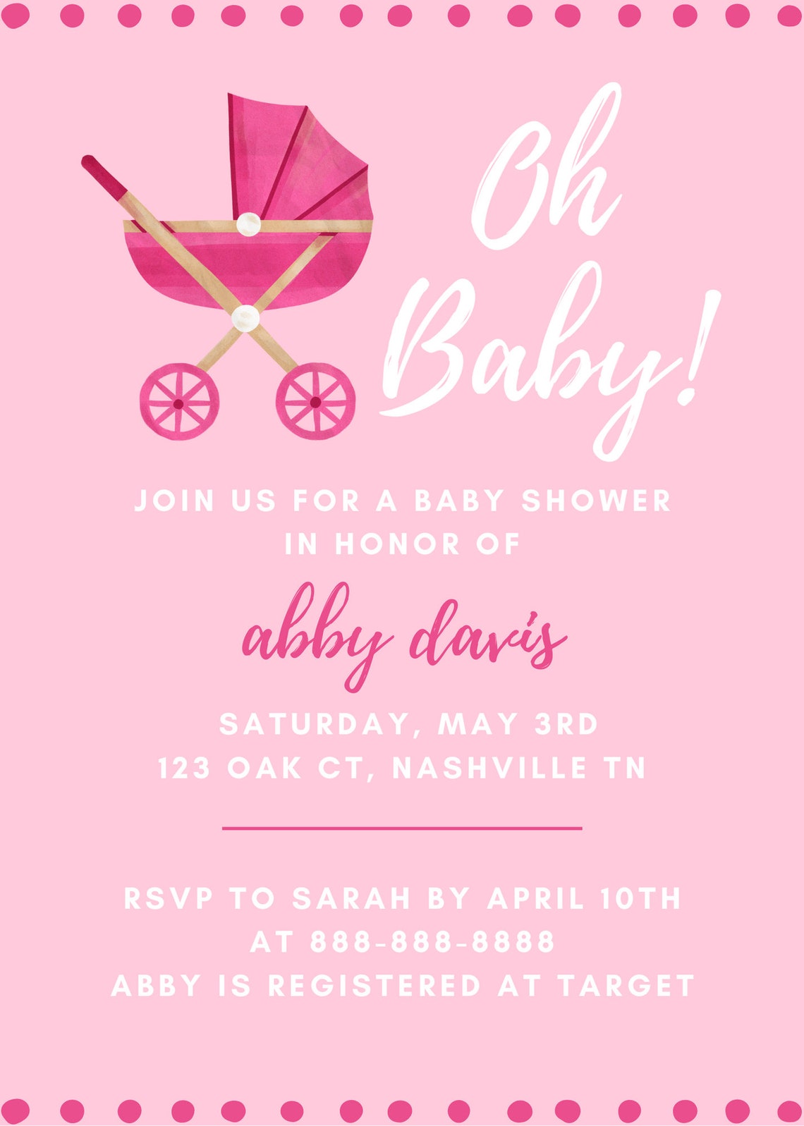 Baby Shower Invitation, Baby Shower Template Digital, Baby Shower, Oh Baby Invite, Oh Baby