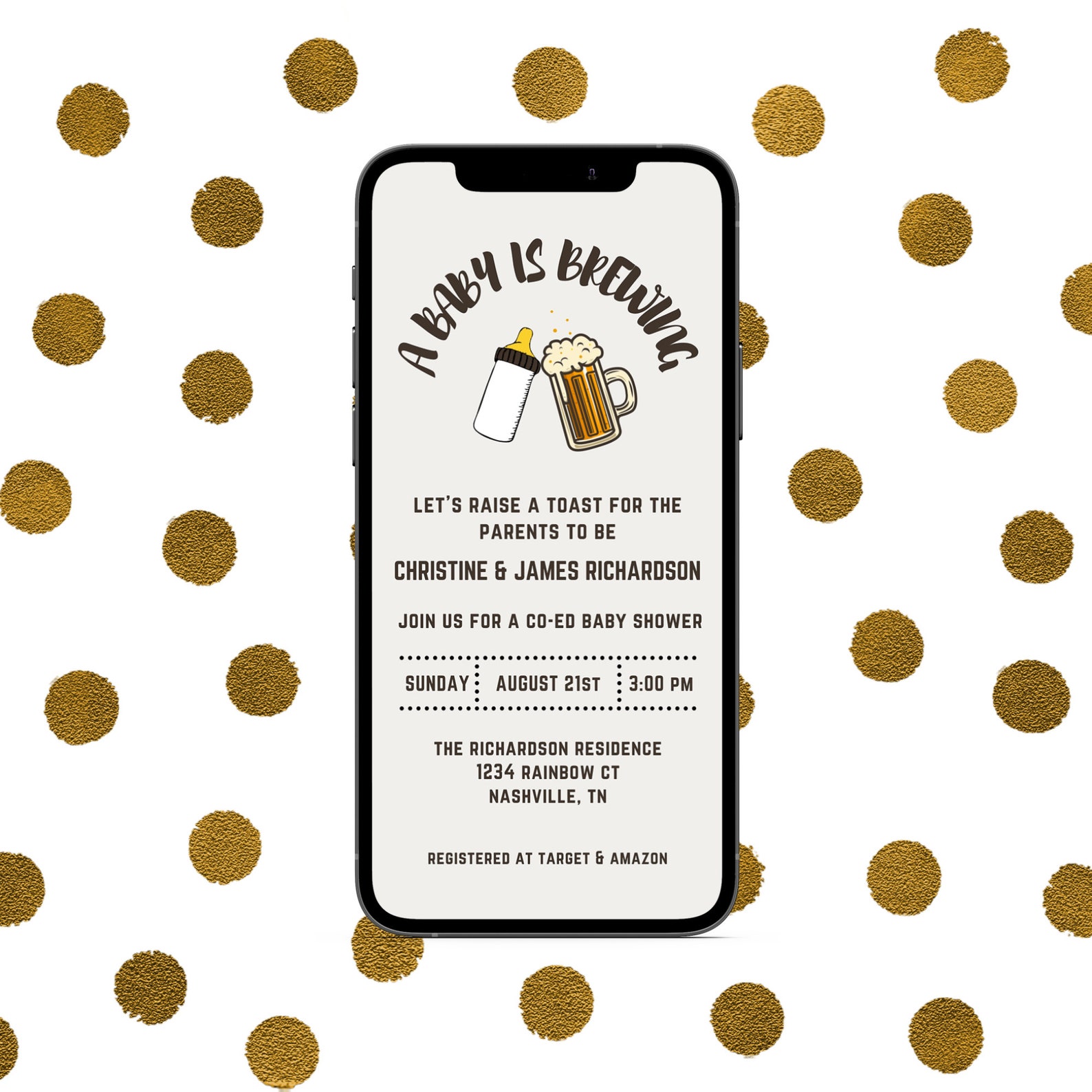 Baby Shower Invitation, Baby Shower Template Digital, Baby is Brewing