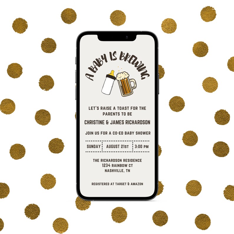 Baby Shower Invitation, Baby Shower Template Digital, Baby is Brewing