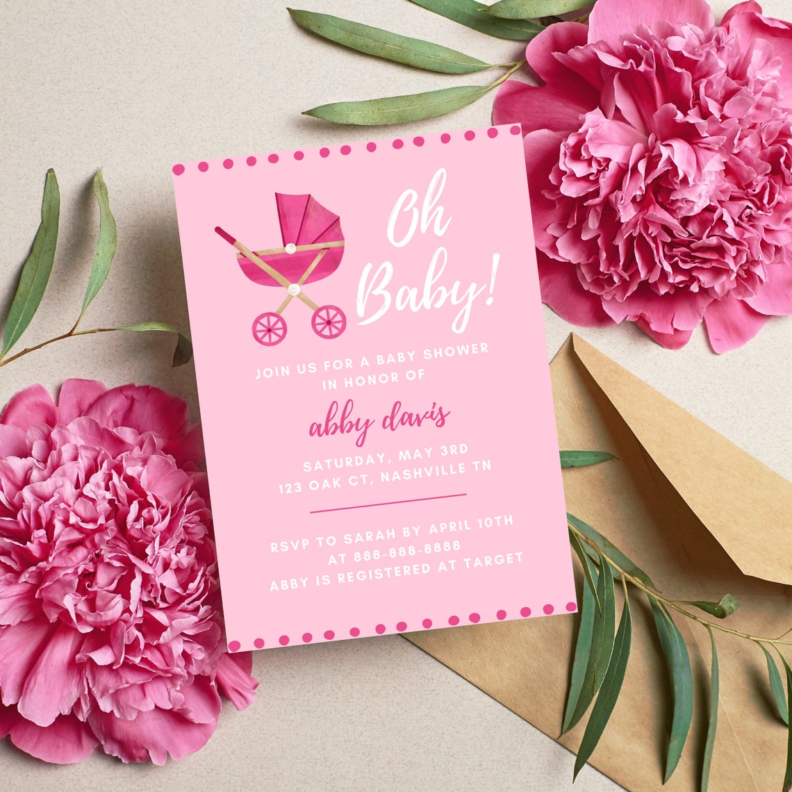 Baby Shower Invitation, Baby Shower Template Digital, Baby Shower, Oh