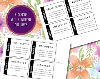 Afdrukbare groepsrollenkaarten voor klasteams | Begeleider, recorder, presentator, manager | Klasbeheer | Direct downloaden