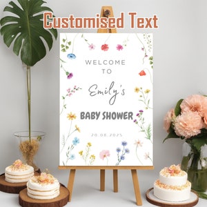 Baby shower Welcome sign, Wildflower Welcome Sign, Editable Welcome Sign ,Floral Baby Shower Welcome Sign, Baby Shower Welcome Poster