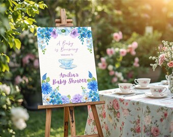 Tea Party Baby Shower Welcome Sign , Custom Foamboard or Poster
