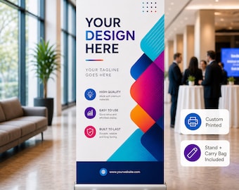 Custom Pull Up Banner Stand, Personalised Roller Banner Printing for Business Events Trade Shows