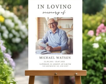 Personalised Funeral Photo Sign  Memorial Printed Foamboard or Poster