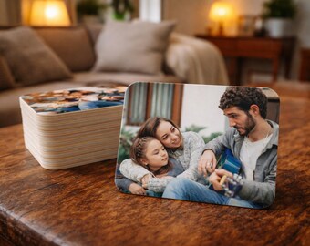Personalised Photo Coaster Set, Custom Logo Drink Mats, Wedding Favour Table Decor, Small Business Promotional Giveaway