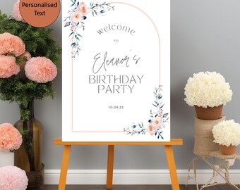 Personalised Birthday Party Welcome Sign Modern Minimalist Arch FoamBoard Printed Sign Welcome Poster Entrance Sign Banner