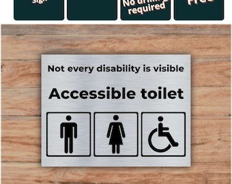 Accessible Toilet Door Metal Sign Brushed Aluminium