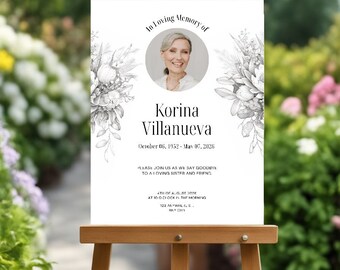 Funeral sign Memorial Foamboard  Poster Sign In Loving Memory Personalised Funeral Sign Photo Funeral Keepsake Sign