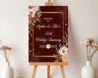Wedding Anniversary Welcome Sign Personalised Foamboard or Poster, Custom Printed Board