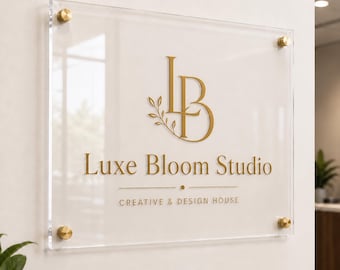 Luxury Acrylic Business Sign Personalised Logo Office Reception Plaque Wall Sign with Metal Standoffs