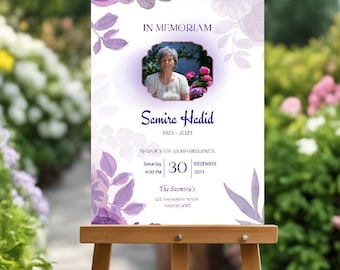 Funeral Sign for Memorial Personalised Foamboard Poster Print Welcome Photo PVC signs
