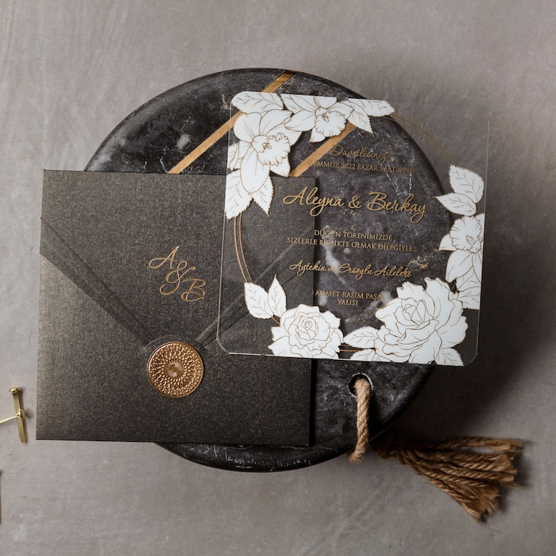Rustic Wedding Invitation Set Acrylic Wedding Invitation image 1
