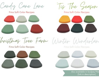 Christmas Winter Palettes Bundle, Fimo Soft, Polymer Clay Color Recipes, Holiday Palette, Dark Bright Pastel Cold, Clay Mixing Tutorial