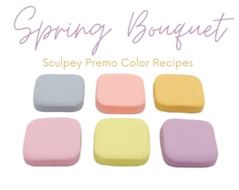 Spring Bouquet, Sculpey Premo, Polymer Clay Color Recipes, Spring Summer Palette, Bright Pastel Tones, Clay Mixing Tutorial