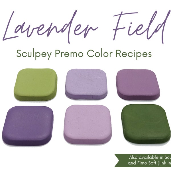 Lavender Field, Sculpey Premo, Polymer Clay Color Recipes, Summer Fall Autumn Palette, Dark Bright Warm Tones, Clay Mixing Tutorial