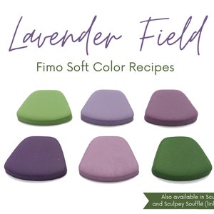 Campo de lavanda, Fimo Soft, recetas de colores de arcilla polimérica, paleta de colores de verano y otoño, tonos cálidos, oscuros y brillantes, tutorial de mezcla de arcilla