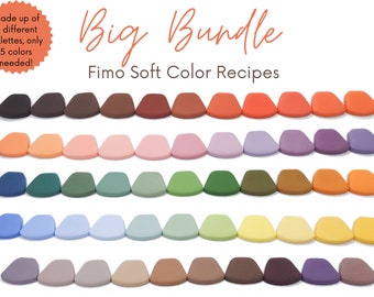 Big Bundle, Fimo Soft, Polymer Clay Color Recipes, Summer Spring, Fall Winter, Dark Bright Warm, Light Cold Pastel, Clay Mixing Tutorial