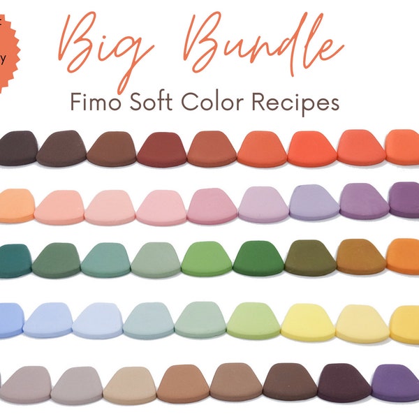 Big Bundle, Fimo Soft, Polymer Clay Color Recipes, Summer Spring, Fall Winter, Dark Bright Warm, Light Cold Pastel, Clay Mixing Tutorial