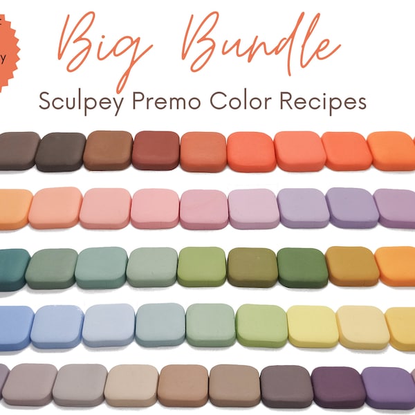 Gros Bundle, Sculpey Premo, Recettes De Couleurs D'argile Polymère, Été Printemps, Automne Hiver, Sombre Clair Chaud, Pastel Froid Clair, Tutoriel De Mélange D'argile