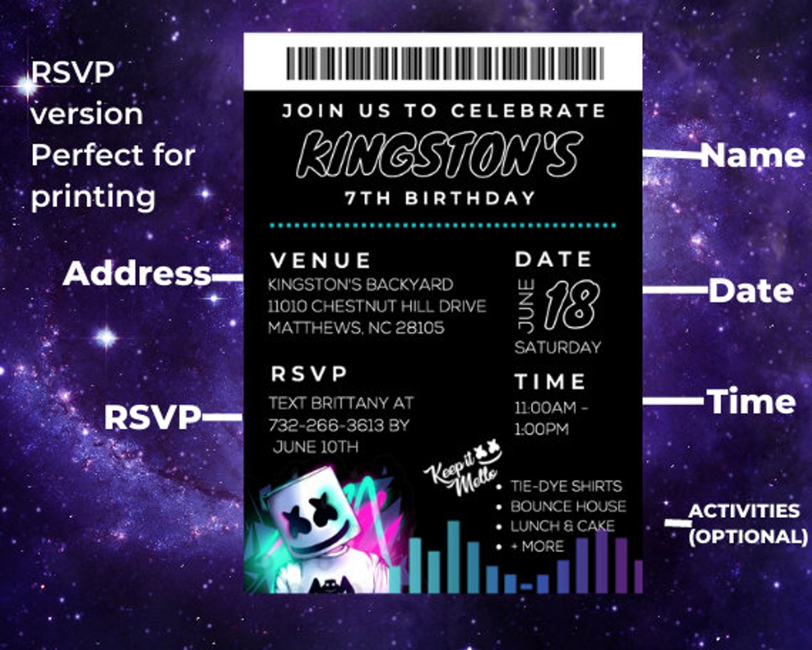 Marshmello DJ Birthday Party Invitation Digital & Etsy