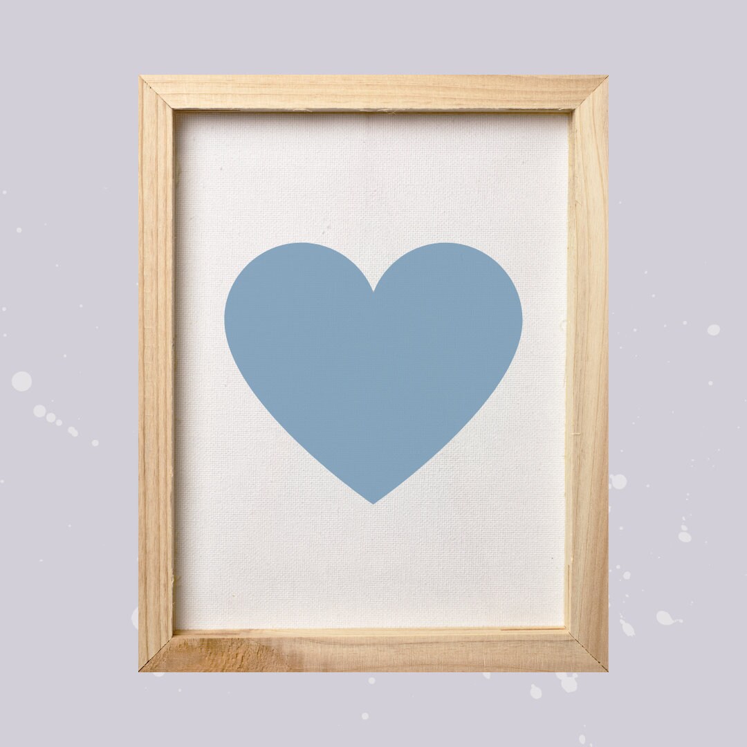 Blue Heart Wall Art Etsy