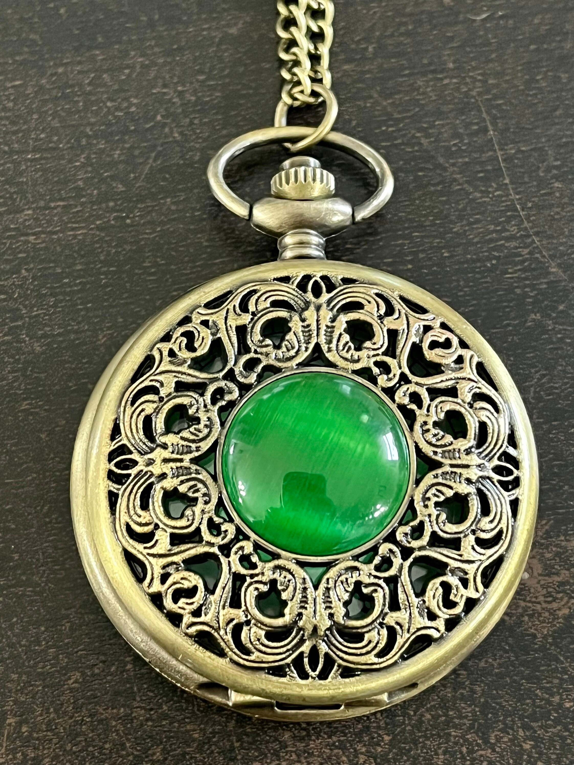 Emerald Green Vintage Watch Necklace Etsy