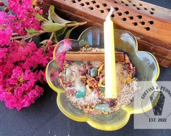 Money Bowl Spell Box: Abundance Candle, Crystal & Herb Kit