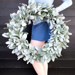 Lamb's Ear Wreath, Greenery Wreath for Front Door, Farmhouse Wreath, Year Round Wreath, Spring Decor, Winter Wreath, Wedding Wreath