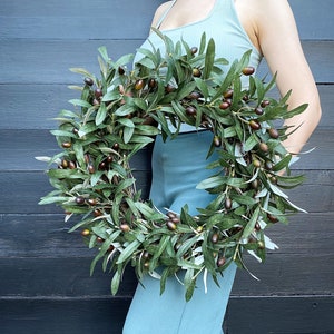 Olive Branch Wreath, Modern Farmhouse Wreath, Year Round Wreath for Front Door, Wall Decor, Housewarming Gift, FAUX Olive Branches