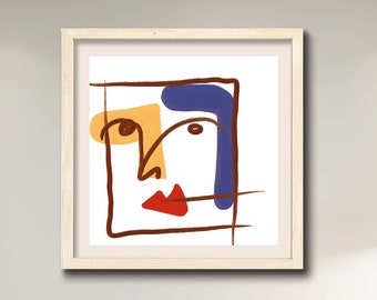 Picasso Style Paint, Colorful Cubist Wall Art, Abstract Modern Minimalist Geometric cubism Home Decor