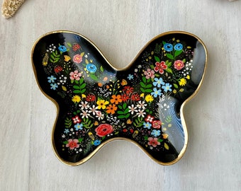 Black Butterfly Dish, Jewelry Dish, Butterfly Gift, Butterfly Decor