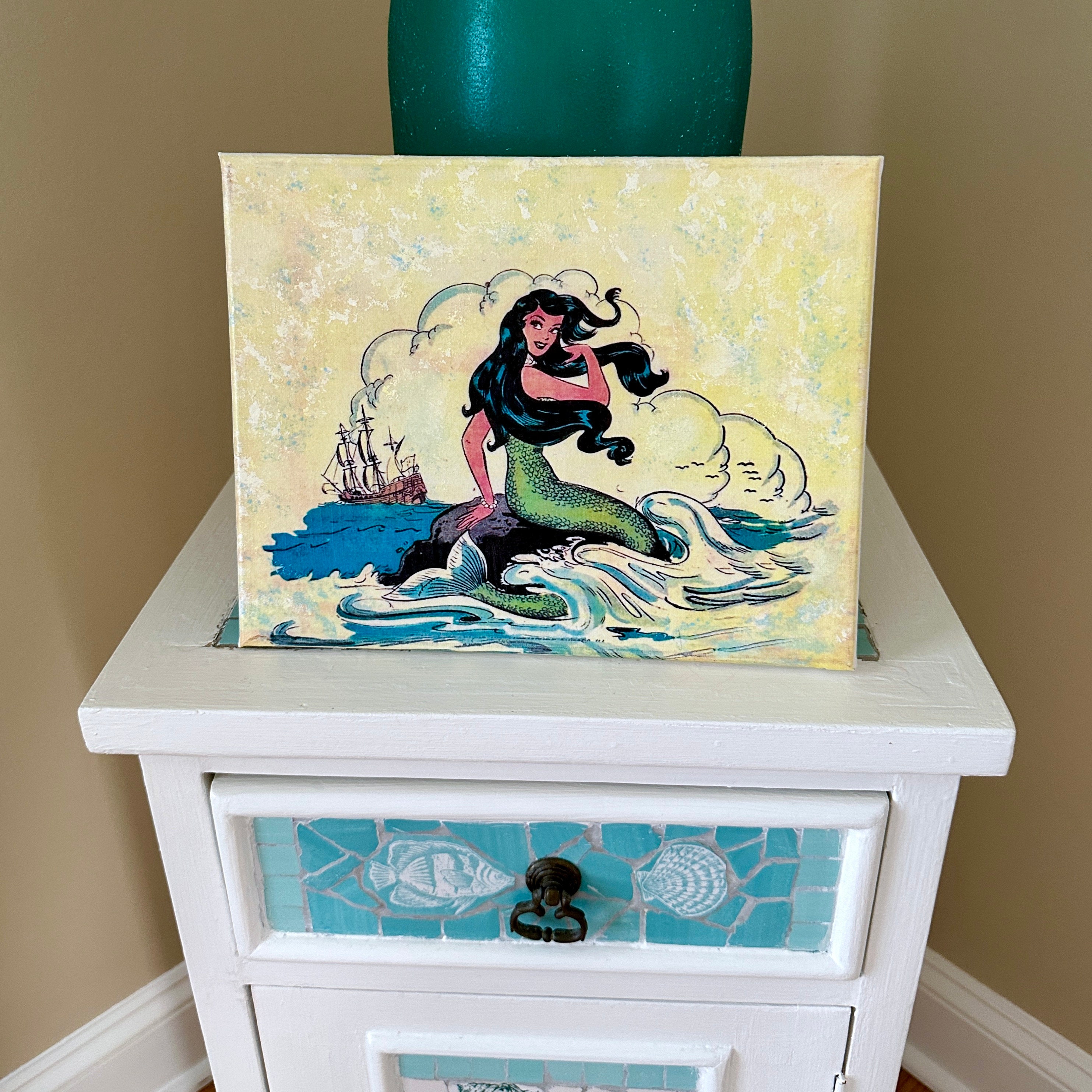 Vintage Mermaid Wall Decor, Mermaid Gift, Adult Mermaid, Beach House