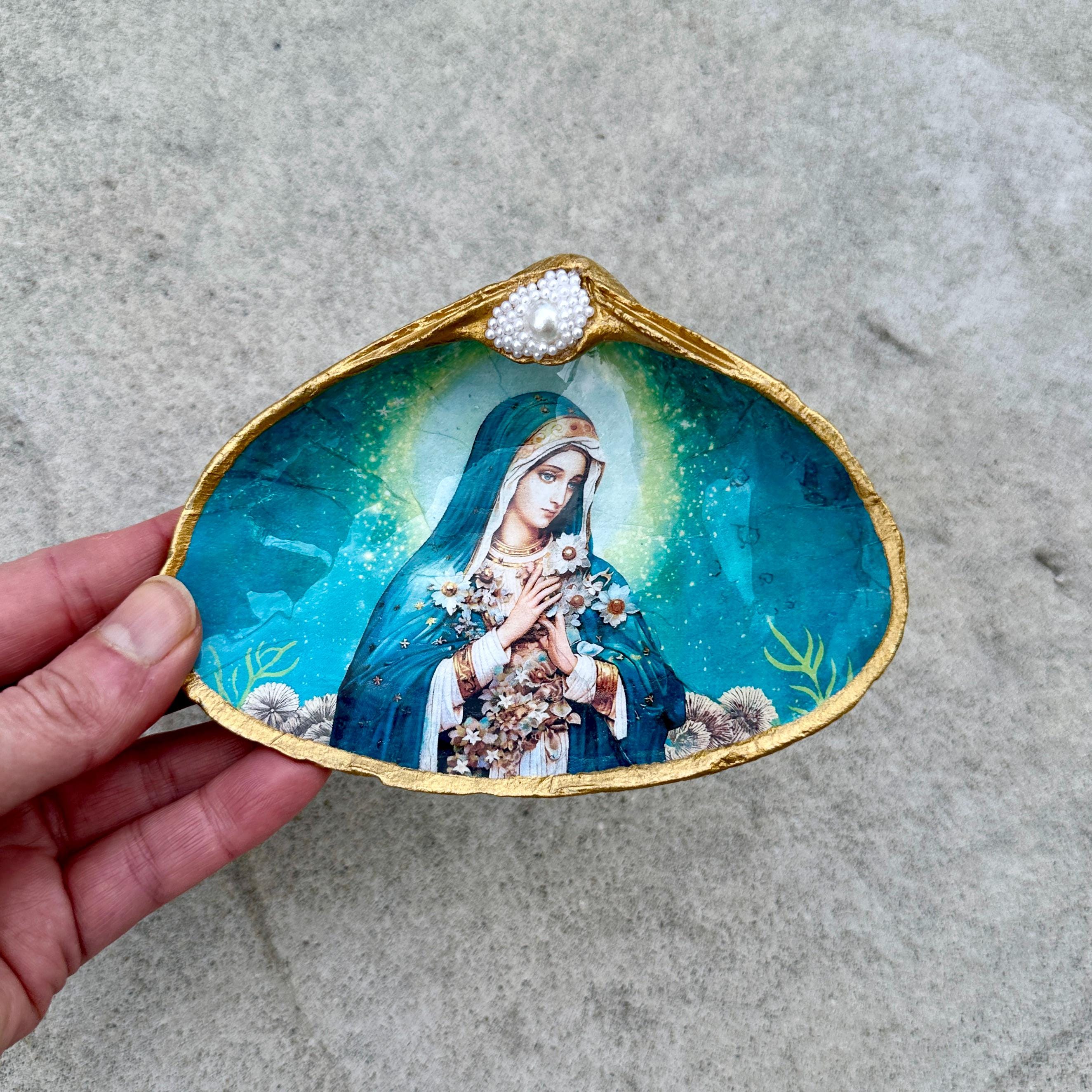 Virgin Mary Shell Virgin Mary Shell Rosary Dish: Coastal Catholic Gift - Etsy