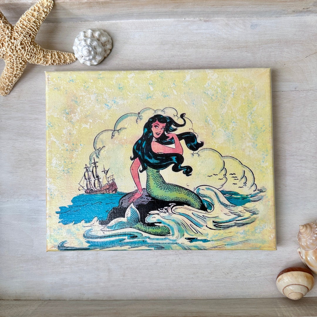 Vintage Mermaid, Mermaid Wall Decor, Mermaid Gift, Adult Mermaid, Beach