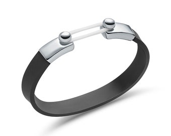 Anxiety Bracelet – CBT Tool, Stress Relief Wristband, Silver Black Snap Bracelet