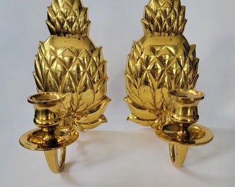 Brass Pineapple Candle Wall Sconces!