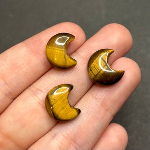 Tiger’s Eye Moon Pocket Charm | Yellow Tigers Eye Crystal Crescent Moon | Mini Crystal Moon