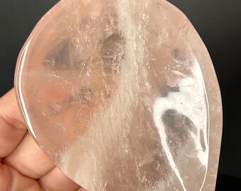 Rose Quartz Crystal Bowl | Rose Quartz Jewelry Dish | Tear Drop Crystal Trinket Dish