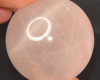 Star Rose Quartz Sphere | Pink Quartz Crystal Ball | Polished Quartz with Asterism