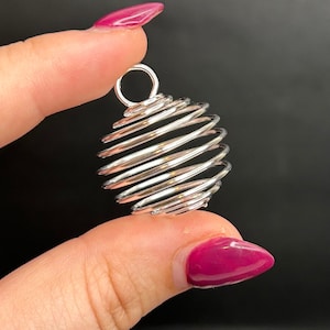 Crystal Cage Pendant | Crystal Pendant with Cord | White Bronze Pendant Cage