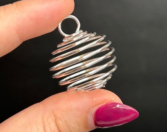 Crystal Cage Pendant | Crystal Pendant with Cord | White Bronze Pendant Cage
