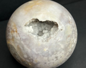Druzy Flower Agate Sphere | Large Flower Agate Crystal Sphere | Druzy Agate Sphere