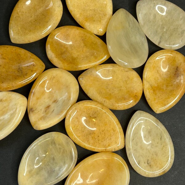 Jasper Worry Stone | Yellow Jasper Crystal Worry Carving | Tear Drop Crystal Worry Stone | Yellow Crystal