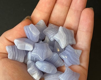 Blue Lace Agate Star Carving | Blue Agate Crystal Star | Blue Lace Agate Mini Carving